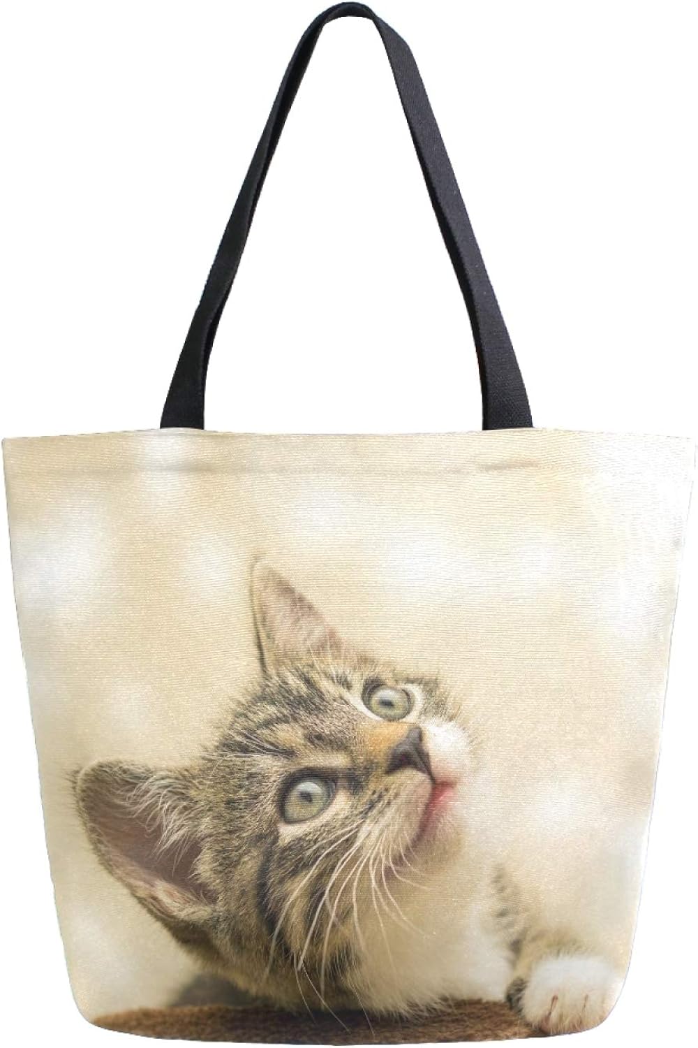 Andeiltech Canvas-Tragetasche Mit Katzen-Motiv – 37x40 Cm, Wiederverwendbar, Mit Reißverschluss Innen