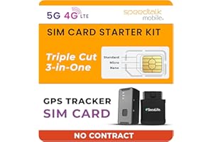 SpeedTalk Mobile GPS Tracker SIM Card Starter Kit | 3 in 1 Universal Simcard: Standard, Micro, Nano for Kids Senior Pet Car Fitness Activity 5G 4G LTE Tracking Devices | No Contract