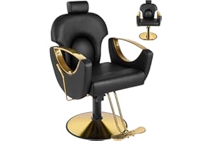 Halamine Barber Chair Salon Chair, 360° Swivel Reclining Adjustable Headrest Hydraulic Hair Armchair for Hairdressers