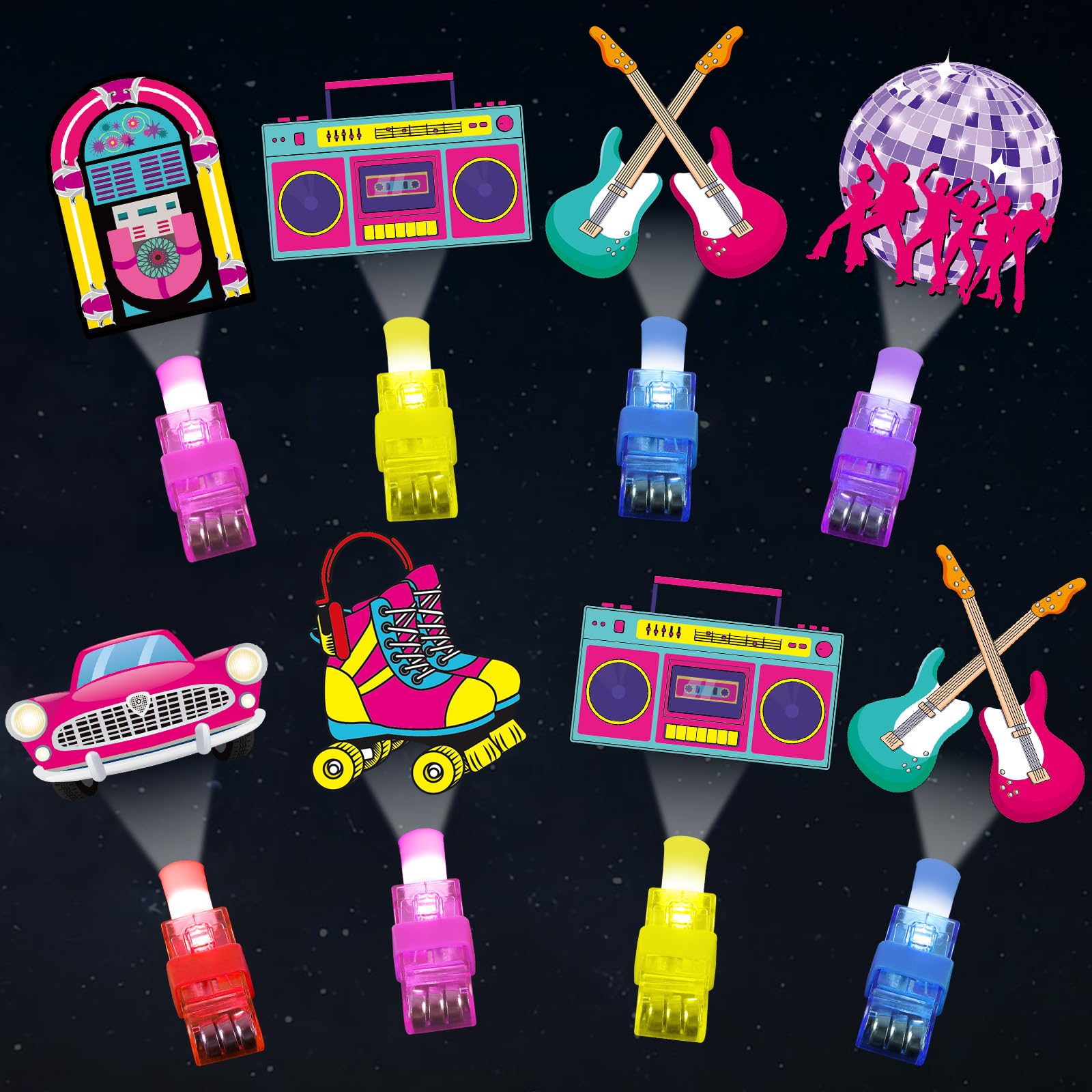 Photo 1 of 36Pcs 1950s Retro LED Finger Lights 50s Party Favors Glow in the Dark Light Up Finger Lights 90s Themed Toys Bulk for Kids Birthday Party Goodie Bag Stuffer Birthday Gifts Classroom Prize