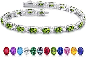Iefil Tennis Bracelets for Women - 925 Sterling Silver Birthstone Bracelet, Anniversary Birthday Gifts for Women, Jewelry Gifts for Woman Her, 6.5"-7"