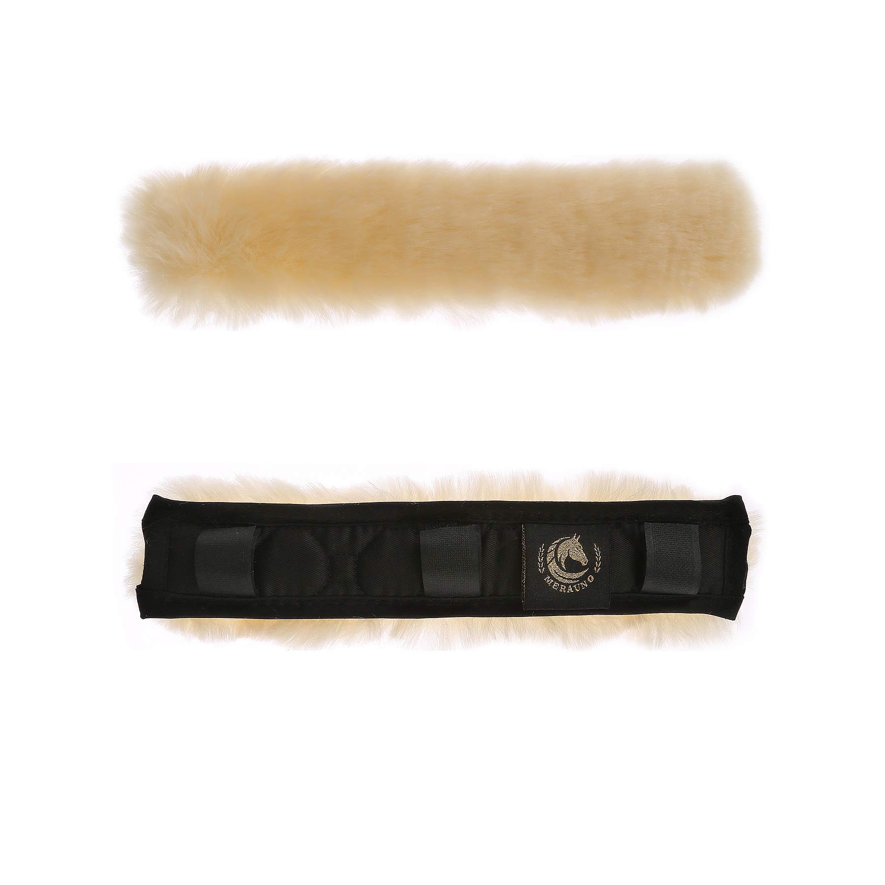 Merauno® Lamb wool Neck Protector - Horses Neck Guard Made of Real lambs wool for Headpiece, Bridle and Headpiece & Bridle Protection for Straps and Chain,Natural, Black and Brown