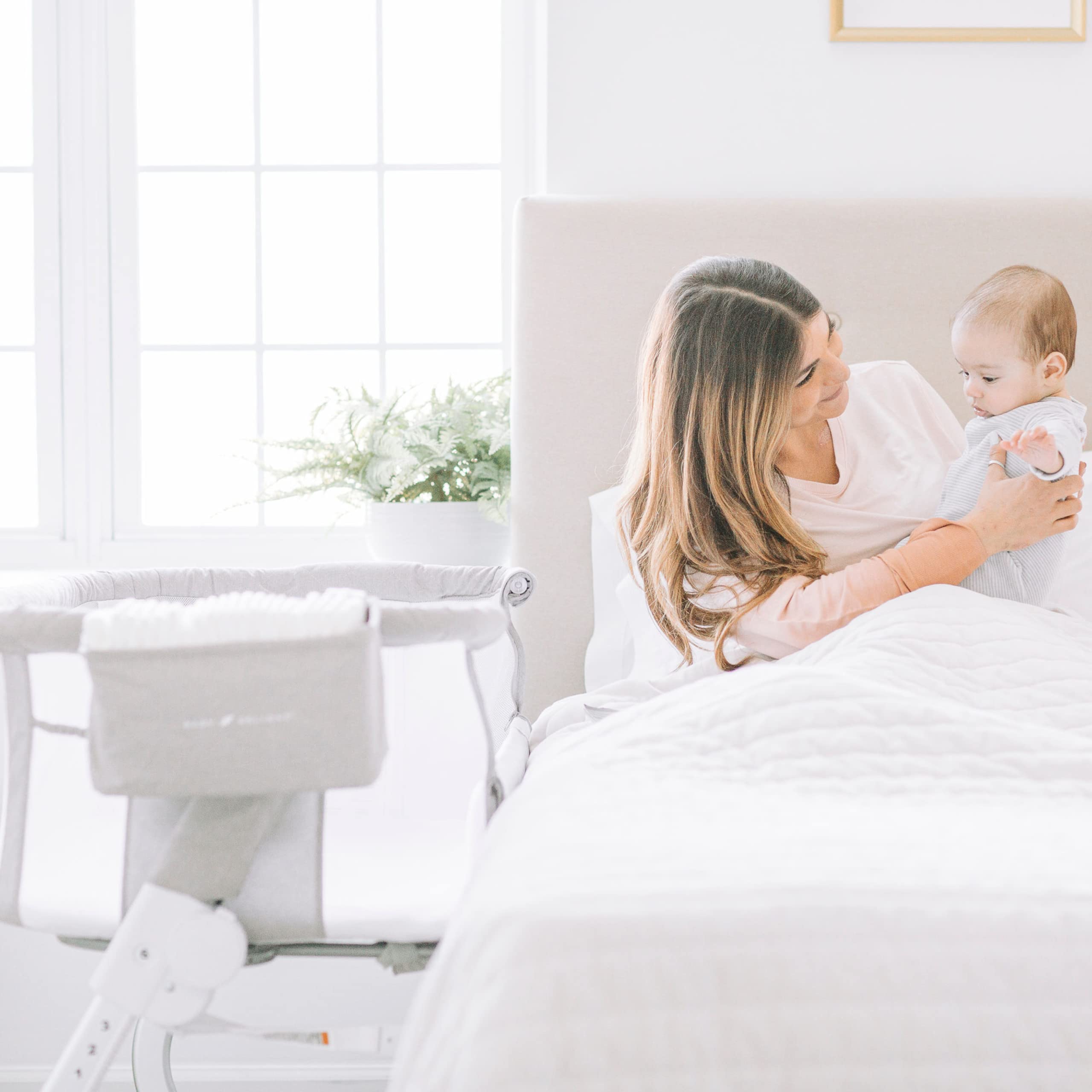 Baby Delight Beside Me Dreamer Bassinet | Bedside Sleeper | Sound Machine Included | 6 Height Adjustments | Quilted Grey