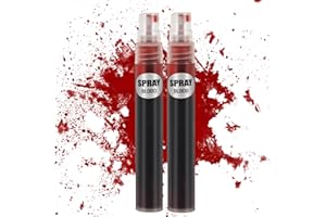 FIVEFULU Fake Blood Splatter Spray Makeup, Halloween Vampire Drip Effect Blood Washable for Face, Body & Clothes Vampire Clown Monster Zombie Costume Cosplay SFX Makeup (0.33 OZ * 2PC)