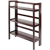 Winsome Wood Terry Shelving, Walnut, 3 | Sturdy Ladder Bookshelf, Modern Bookcase for Living Room, Bedroom, Office, Bathroom, Plant Display for Home Decorating