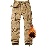 TRGPSG Men's Fleece Lined Hiking Pants Outdoor Windproof Outdoor Cargo Pants Casual Work Ski Pants with 8 Pockets