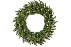Vickerman Warm White LED Lights Frosted Bellevue Alpine Artificial Christmas Wreath, 30-Inch, A861031LED