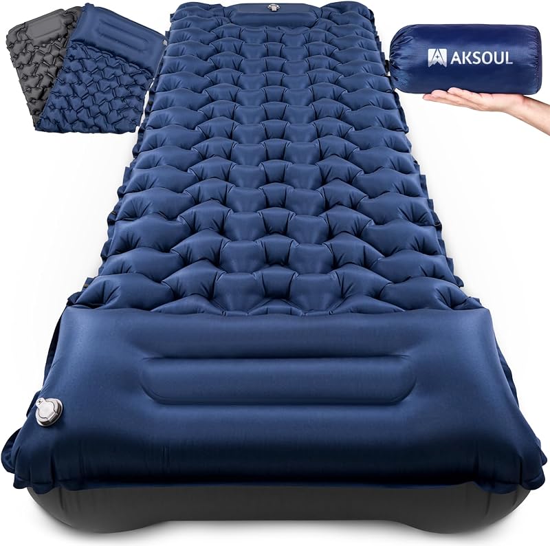 AKSOUL Camping Self-Inflating Sleeping Mat 200x70x10cm Navy Blue