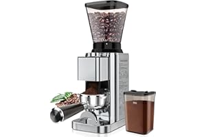 BINROC Conical Burr Coffee Grinder Electric, Espresso Coffee Bean Grinder for Home Use Adjustable 48 Grind Settings, 35s Precision Timer, Stainless Steel, Anti-Static for Pour Over/Drip/French Press