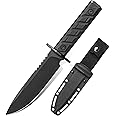 0006 Fixed Blade Knife with Kydex Sheath, 5.9 inch CPM 3V Drop Point Blade with Black G10 Handle, Full Tang Fixed Blade Survival Hunting Knife, for Outdoor, Camping and Hunting