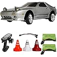 Skymaker LD1802 1:18 RC Drift Car Mazda RX-7 FC High-Speed Drifting 2.4GHz Remote Control ESP Gyroscope LED Light Mini RC Racing Car with Two Batteries (Silver)