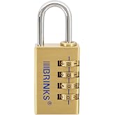 BRINKS - 30mm Solid Brass 4-Dial Resettable Padlock - Chrome Plated With Hardened Steel Shackle