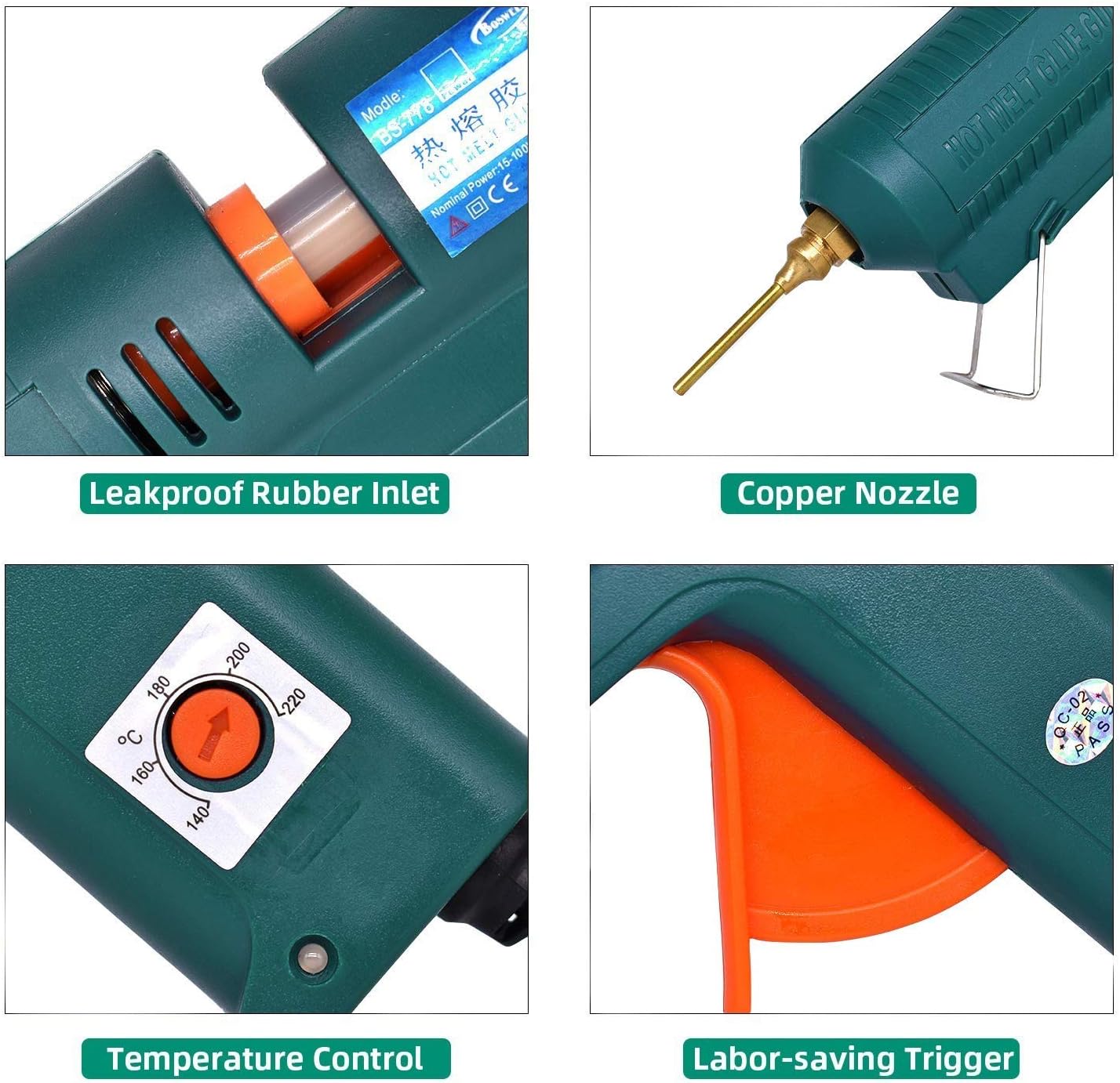 Full Size Hot Glue Gun, 150 Watts with 6 Copper Nozzles Temperature Adjustable Craft Repair Tool Professional Melting Glue Gun DIY Thermo Tool Include 5Pcs Highly Viscous Glue Sticks Luxury Set: Arts, Crafts & Sewing