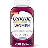 Centrum Multivitamin Tablet for Women, Multivitamin/Multimineral Supplement with Iron, Vitamin D3, B Vitamins and Antioxidant Vitamins C and E, Gluten Free, Non-GMO Ingredients - 200 Count