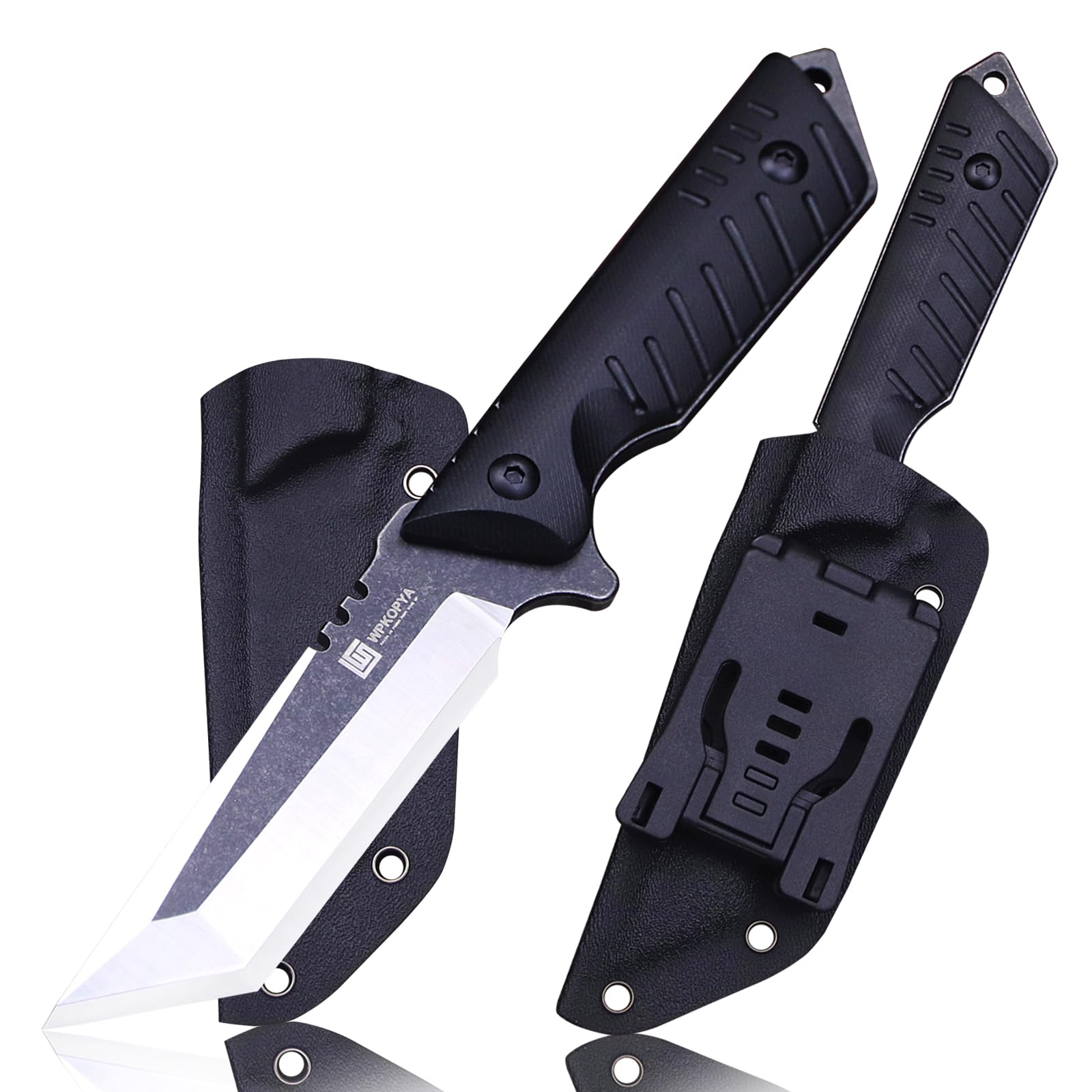 Photo 1 of WPKOPYA American All-Tang G10 handle 440c steel hunting knife +K sheath, suitable for outdoor camping, wilderness survival, EDC tools, gift collection