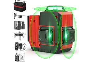 EREOIN 12 Lines Laser Level 3x360° Self Leveling Green Laser Level,3D Green Cross Line for Construction and Picture Hanging,Laser measurement calibration tool,with 2 Rechargeable Battery and Tool Kit