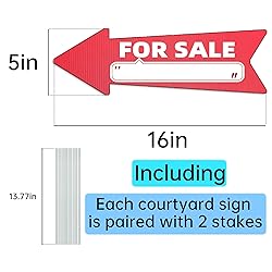 For Sale Red Arrow Signs with Stakes-16 x 5 in
