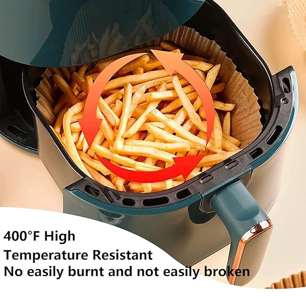 AIR FRYER PAPER LINERS, 100PCS NON-STICK DISPOSABLE PARCHMENT SHEETS FOR BAKING, FOOD GRADE LINER FOR BAKING ROASTING MICROWAVE (7.9INCH-ROUND)