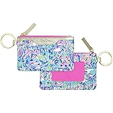 Lilly Pulitzer ID Holder Wallet, Blue Keychain Wallet with Zip Close, Cute Card and ID Case for Women, Cabana Cocktail