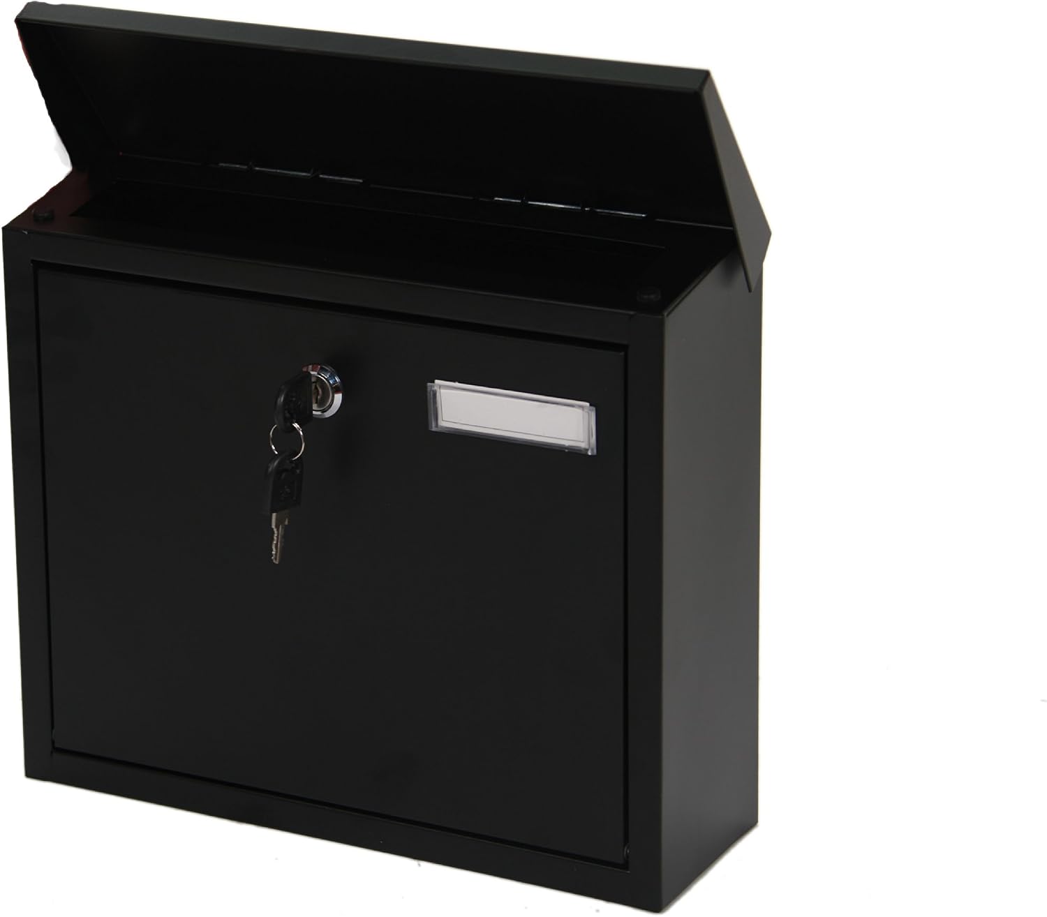 Black Outdoor Postbox Letter Mail Steel Lockable Wall Mounted Post Box ...