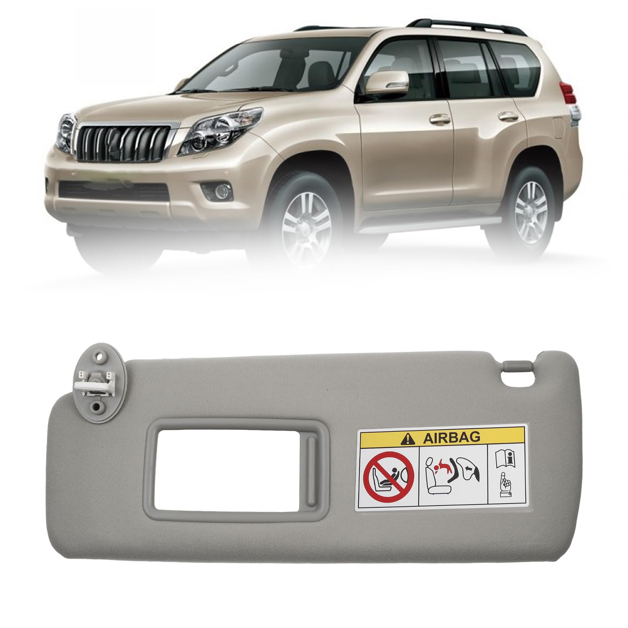 Photo 1 of Dasbecan Gray Left Driver Side Sun Visor Compatible with 2010-2023 Lexus GX460 2009-2023 Toyota Land Cruiser Prado KDJ155 /KDJ150 Replace# 74320-0G030-B0