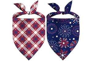 XGXHZYLC 4th of July Dog Bandanas, Adjustable American Flag Holiday Party Pet Decorations 2 Pack, Patriotic Bandana Independence Day Triangle Bibs Cat Scarf Set