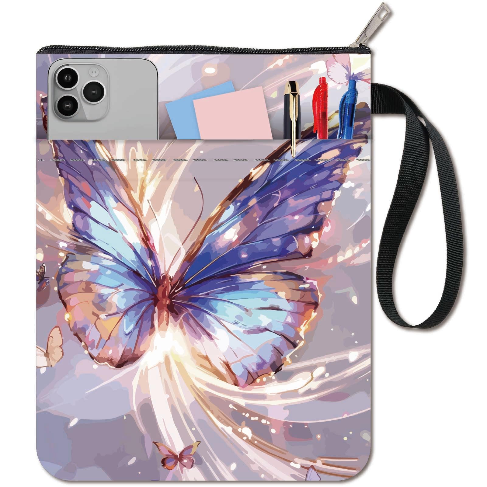 CRASPIRE Butterfly Book Covers Vintage Book Sleeve Book Protector for Paperbacks Washable Fabric Cloth Book Cover with Zipper and Extra Sleeve Pocket for Book Lovers Classmate Gifts