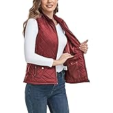 LONGKING 2025 Upgraded, Women's Outwear Vest With One Inner Pocket - Stand Collar Lightweight Zip Quilted Vest for Women
