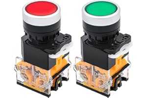 OELFFOW 2Pack Red & Green Momentary Push Button Switch Self-Reset 1NO 1NC DPST Switch, Ui: 690V Ith: 10A AC-15 DC-13, Applicable to Electrical and Electronic Applications