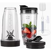 Blender Cups Replacement Parts For ninja,2-Pack 24oz Blender Cups with Sip &amp; Seal Lids,7 fins Blender Replacement blade Compatible with Ninja BN401 BN751 BN801 BL480-30 BL642-30 BL682 BL687 NN102
