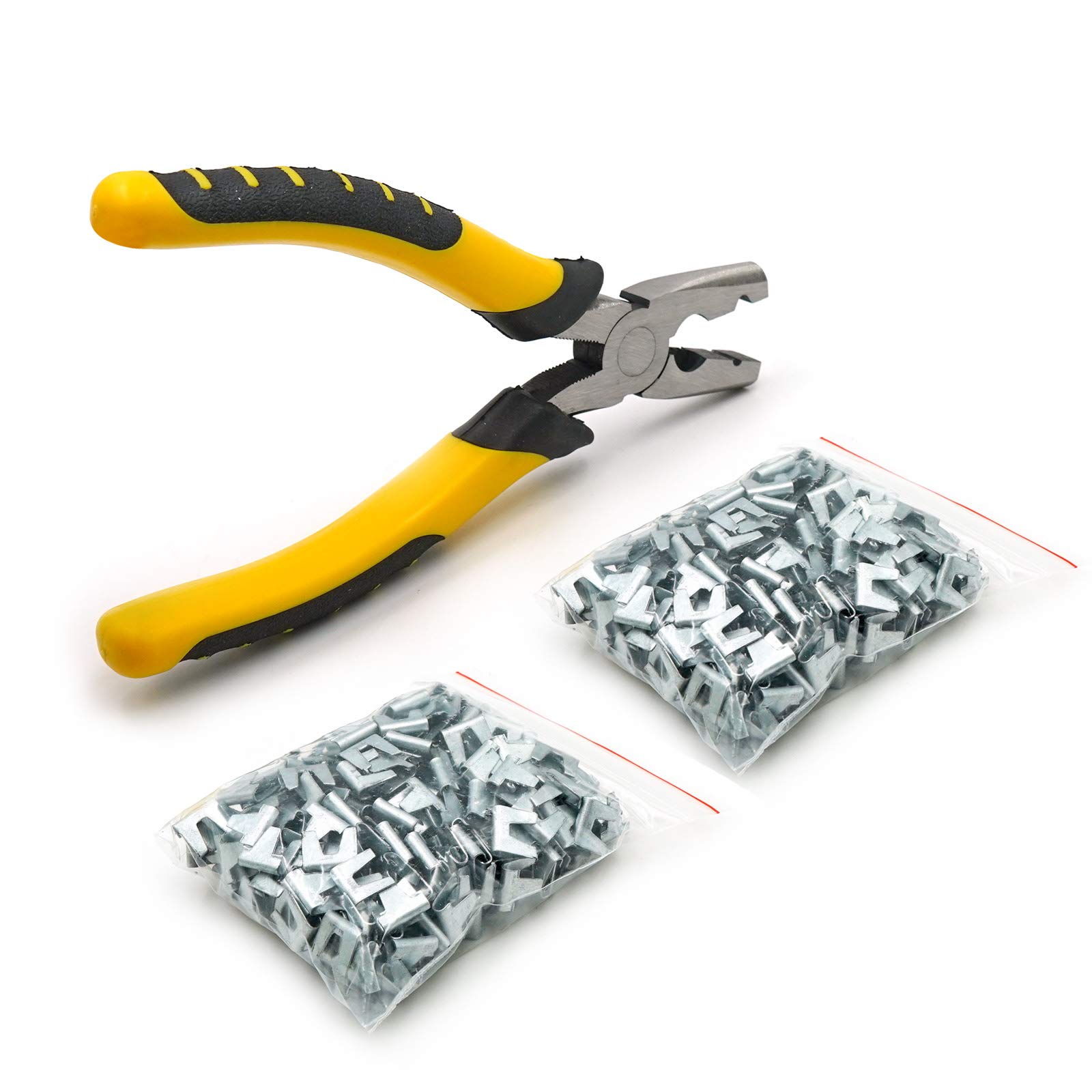 Svauoumu Wire Cage Buckle Clips Pliers Kit, 600 Buckle Clamps, Used for the Construction and Maintenance of Pet Rabbit Cat Dog Cages Barbed Wire
