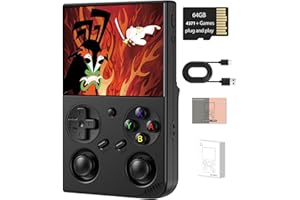 VOACLE RG35XX Pro Retro Handheld Game Console , RG 35XXPro Support HDMI TV Output 5G WiFi Bluetooth 4.2 , 3.5 Inch IPS Screen Linux System Built-in 64G TF Card 4353 Games(Black-NWE)