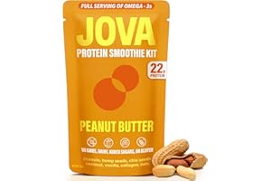 LIVE JOVA JOVA Meal Replacement Smoothie Kit | Creamy, Nutritious & Ready in 2 Minutes | 22g Protein, 10g Fiber, 10g Collagen, Daily Serving of Omega 3 (Gluten-Free, Non-GMO), Peanut Butter Single Serve