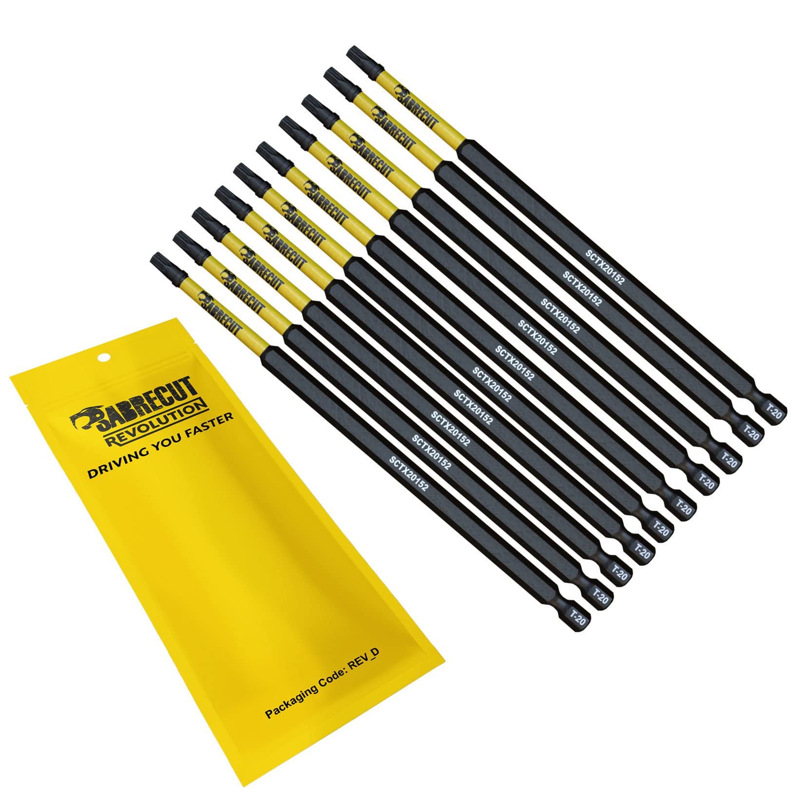 10 x SabreCut SCTX20152_10 152mm T20 TX20 Magnetic Impact Screwdriver Driver Bits Set Torx Heavy Duty