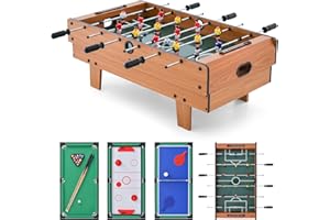 GYMAX 4 in 1 Multi Game Table, 32" Combo Game Table Set Includes Foosball, Pool Table, Hockey and Ping Pong Tabletops with Ac