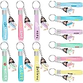 Bememo 12 Pcs Christian Mini Jesus Keychain Silicone Bible Verse Keychain Little Jesus's Figurines Religious Gift for Adult