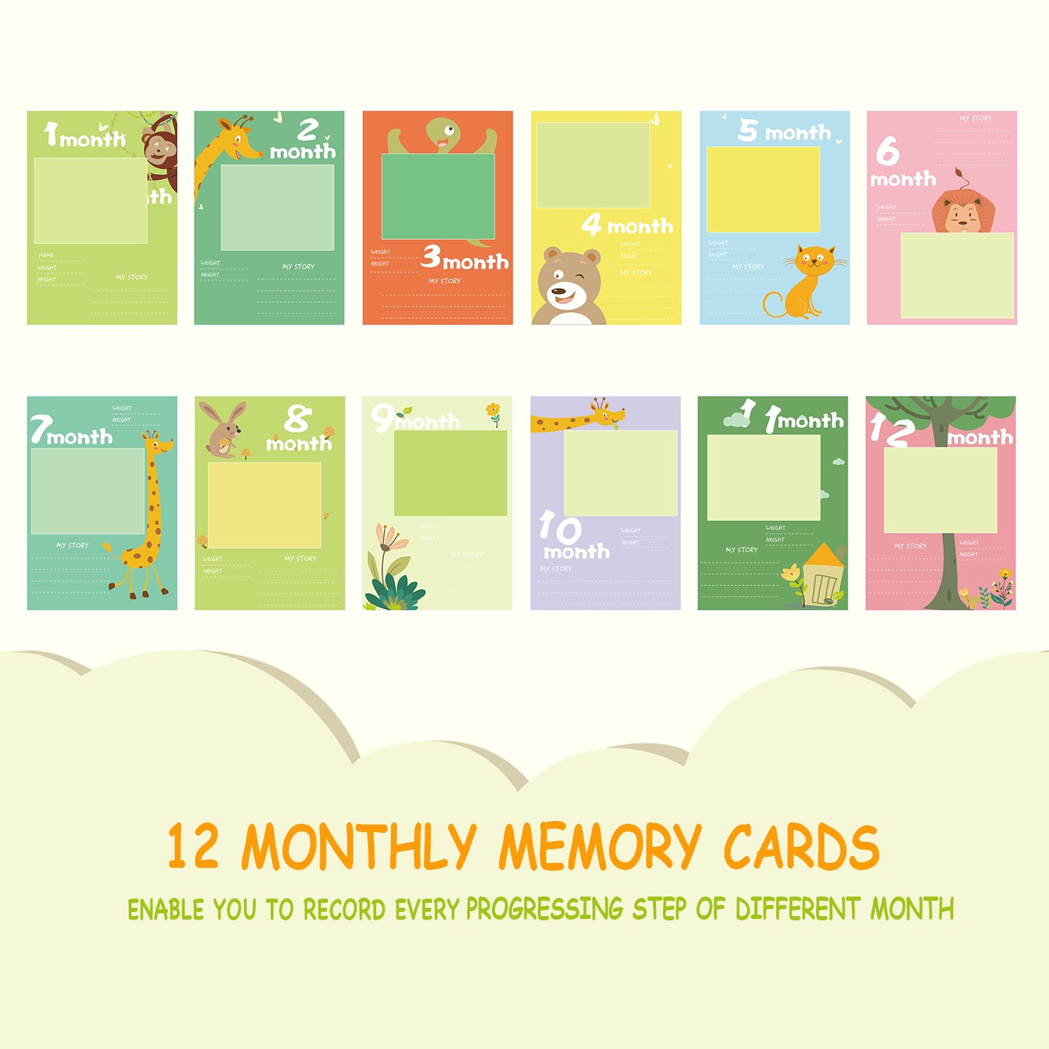 Baby Briefcase with 12 Folders and 12 Baby Monthly Memory Cards Baby