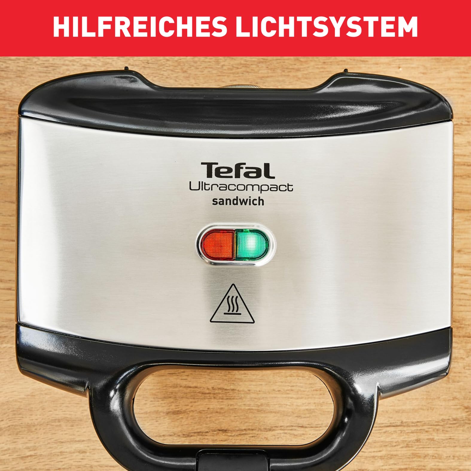 Tefal Sandwichmaker für knusprige Dreiecks-Sandwiches, Antihaft-Platten kein Anbrennen, wärmeisoliert sicher zum Anfassen, vertikale platzsparende Aufbewahrung, Kontrollleuchte, Sandwichtoaster Grill 2
