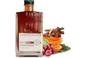Strongwater Old Fashioned Mix - Makes 32 Cocktails - Handcrafted Old Fashioned Syrup with Bitters, Orange, Cherry, Organic Demerara Sugar - Craft Cocktail Mixer, Just Mix with Bourbon,Whiskey - 1 Pack