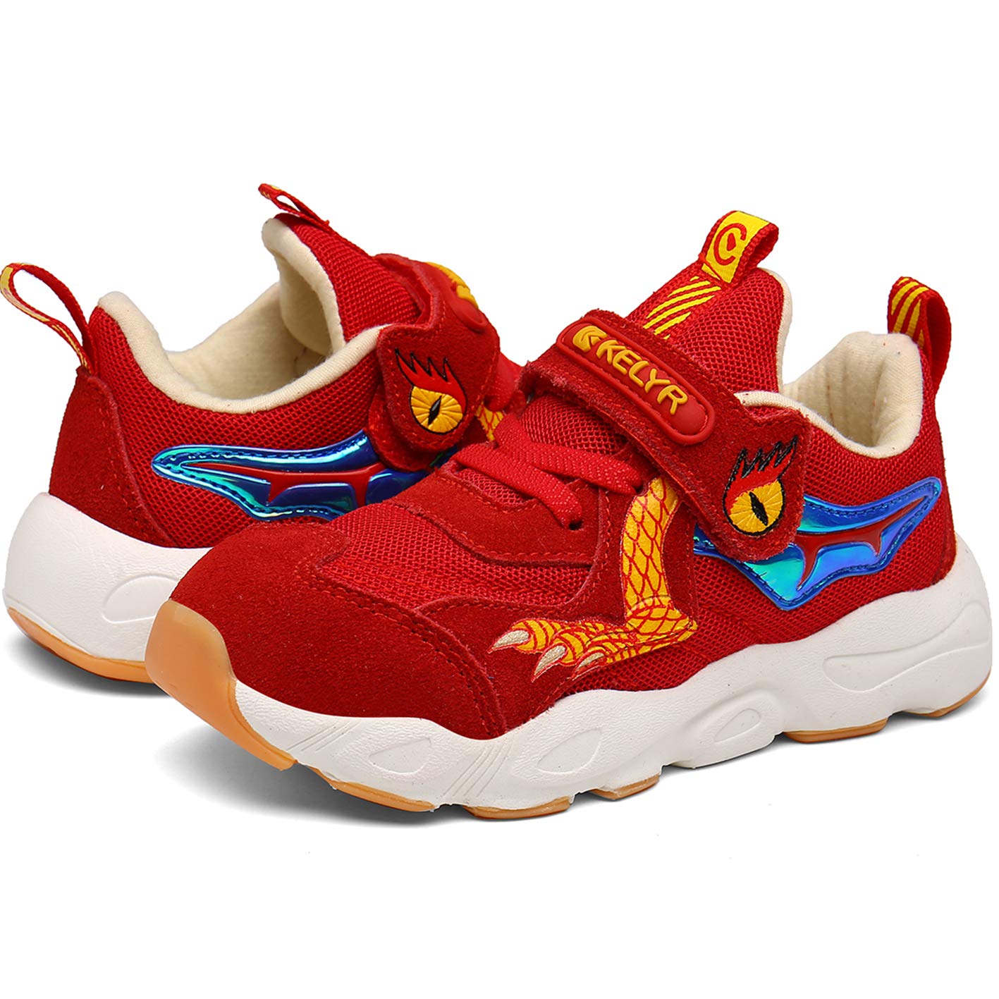 KELYR Kids Running Shoes Tennis Sneakers for Boys Athletic Outdoor Rubber-Sole Slip Resistant Size Red