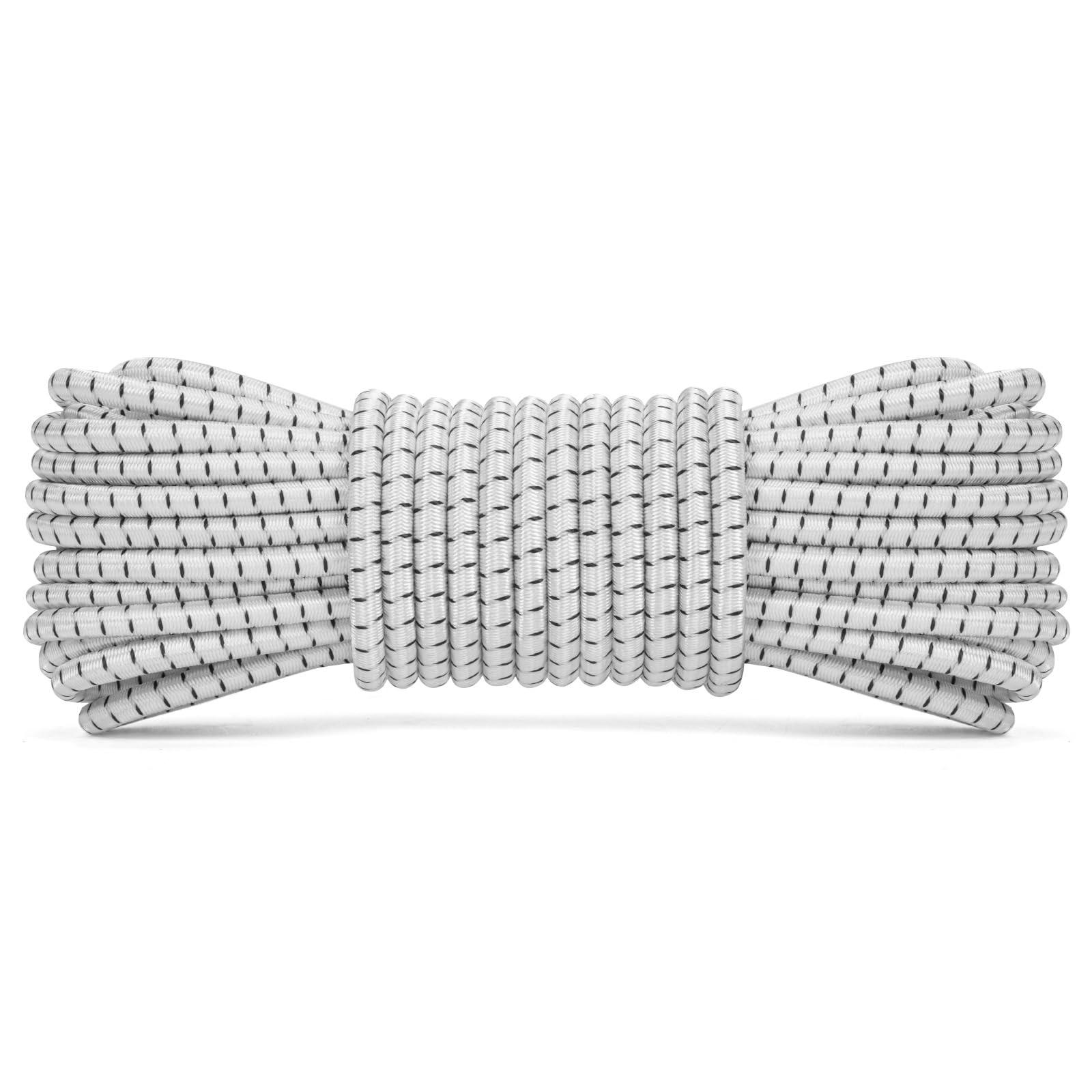 Abma Cord Bungee Cord 5mm 10M Elastic Shock Cord 100% Stretch Elastic Bungee Rope for Tarpaulin, Trailer, Backpack, Tent Pole, Kayak - White&Black — image 1