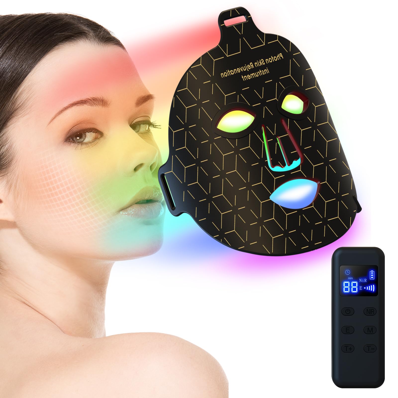 Photo 1 of CRUIFU LED Light Therapy Mask, 7 Colors LED Face Mask, Infrared Red Light Therapy for Face, Promotes Cellular Renewal, Tightening Skin, Portable and Rechargeable for Facial Skincare Tool