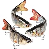 MARSIDON 3PCS Fishing Lures for Bass, Animated Segmented Swimbait, Multi Jointed Slow Sinking Hard Baits Trout Lure for Fresh