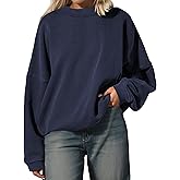 MSBESYOR Women’s Oversized Sweatshirt Crewneck Pullover Top Casual Drop Shoulder Crew Neck Plain Shirt 2025 Fall Clothes