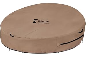KRISMILE Heavy Duty 600D Waterproof Outdoor Daybed Cover for 75" Round Patio Sofa - UV-Resistant All-Weather Protection Furniture Cover with Air Vent, Fits 75" Dia x 35"/16" H (Brown)
