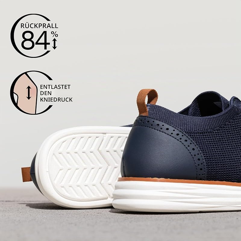 Herren Anzugschuhe KnitFlex Craft Atmungsaktiv Gestrickter Stoff Schnürhalbschuhe Sommer Casual lässige Moderne Klassische Schuhe,Size 43.5,Marine 06,SBOX2406M