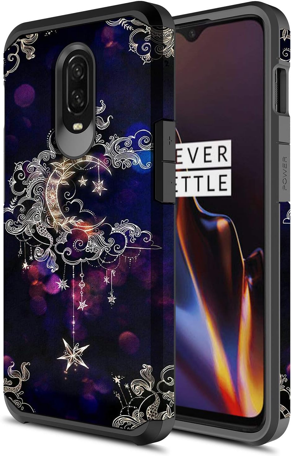 OnePlus 6T Case, Onyxii Hybrid Dual Layer Slim Graphic Armor Shockproof Impact Resistant Protective Cover Case for One + 6T (Wiccan)