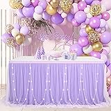 Tulle Table Skirts for Rectangle Tables 9FT Purple