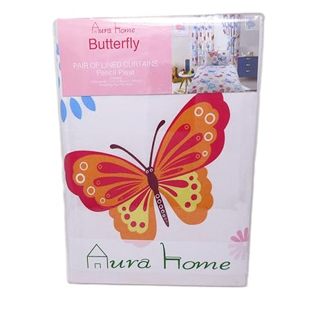 Aurahome Butterfly Cotton Curtains Pair With Pencil Pleat And