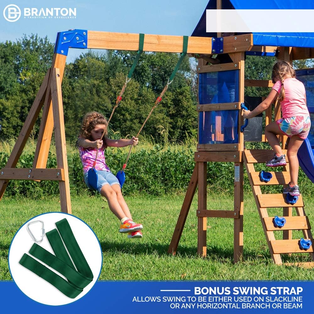 Ninja Warrior Obstacle Course for Kids - Ninja Slackline 50' with 10 Accessories for Kids, Includes Swing, Obstacle Net Plus Grip Tape - Have Fun, Keep Fit and Become a Ninja Warrior - Ninja Line: Toys & Games